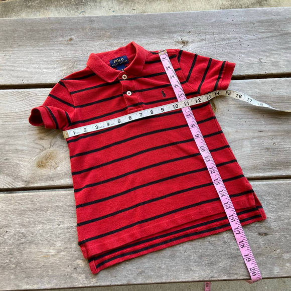 Polo Ralph Lauren Red Black Striped Shirt 4 - Picture 3 of 4